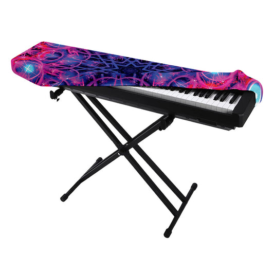 Purple And Blue Light Mandala Print Piano Keyboard Cover