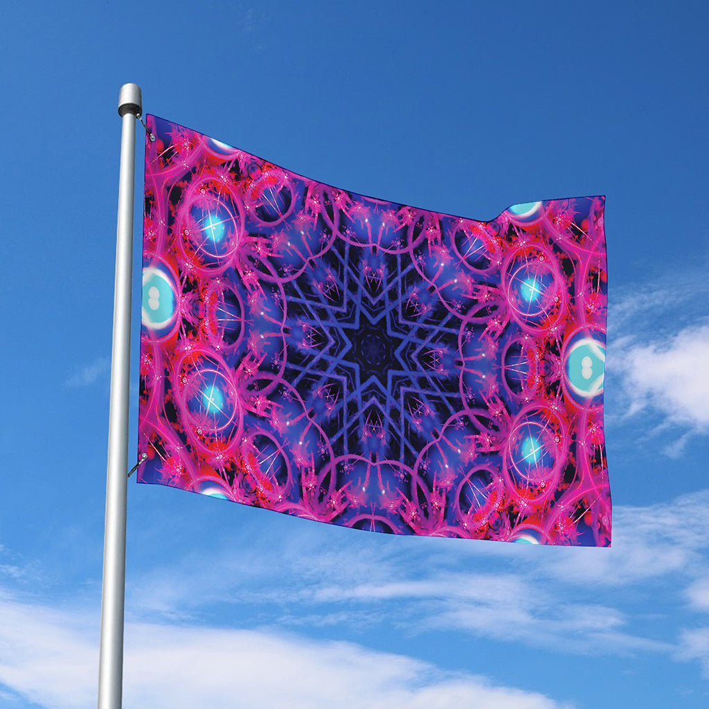Purple And Blue Light Mandala Print Polyester Flag