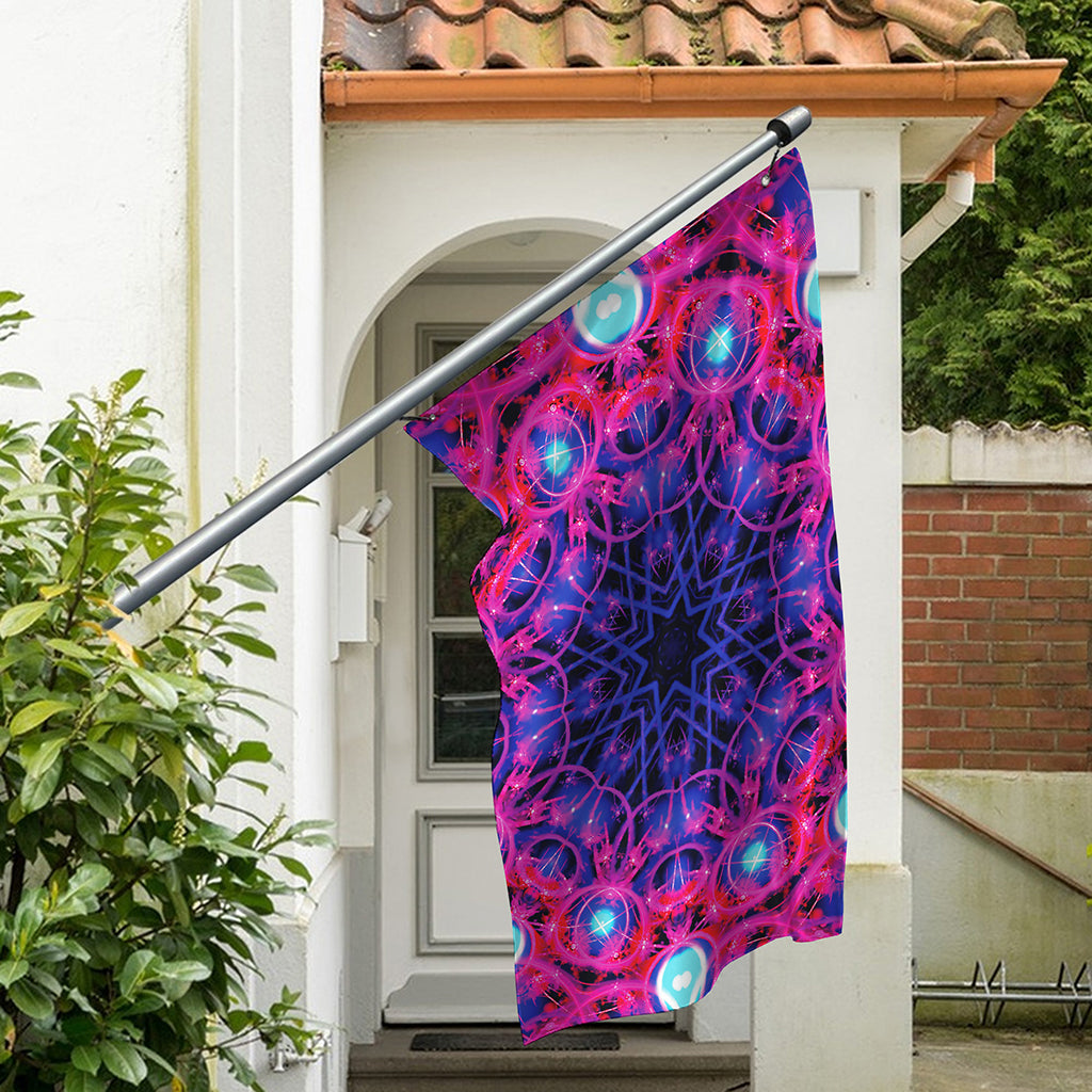 Purple And Blue Light Mandala Print Polyester Flag