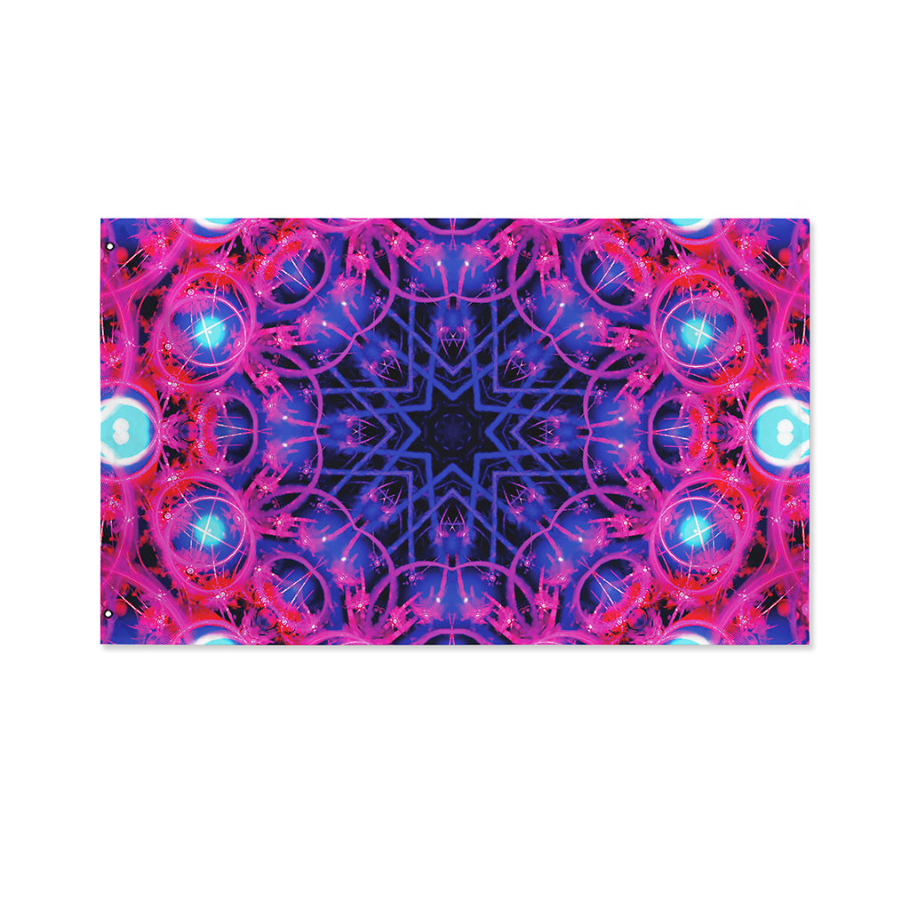 Purple And Blue Light Mandala Print Polyester Flag