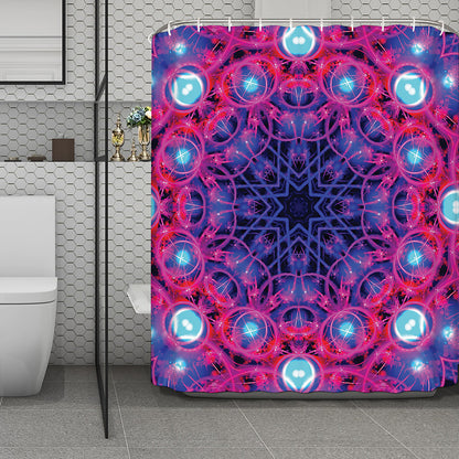 Purple And Blue Light Mandala Print Polyester Shower Curtain