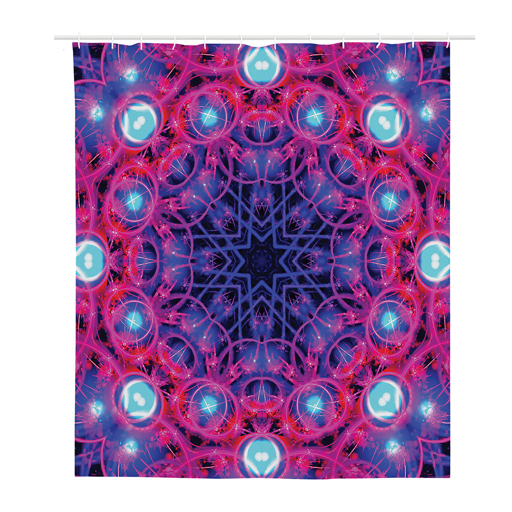 Purple And Blue Light Mandala Print Polyester Shower Curtain