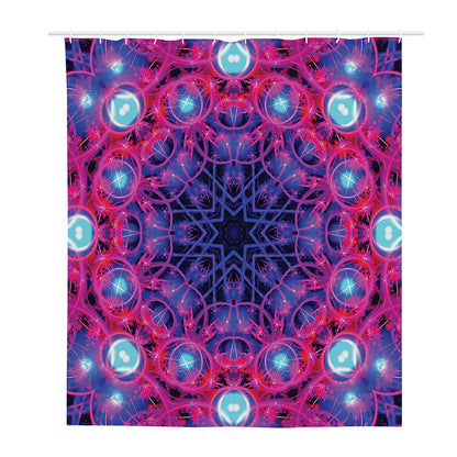Purple And Blue Light Mandala Print Polyester Shower Curtain