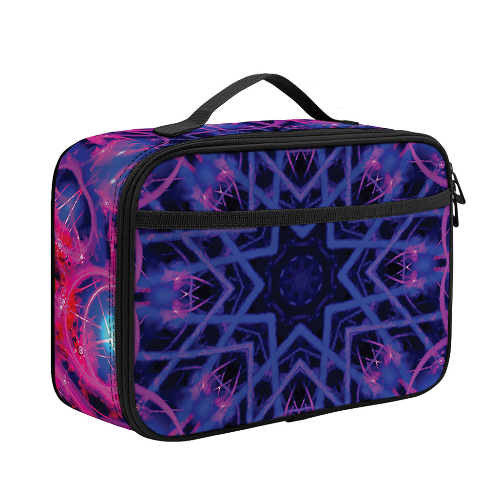 Purple And Blue Light Mandala Print Portable Lunch Bag