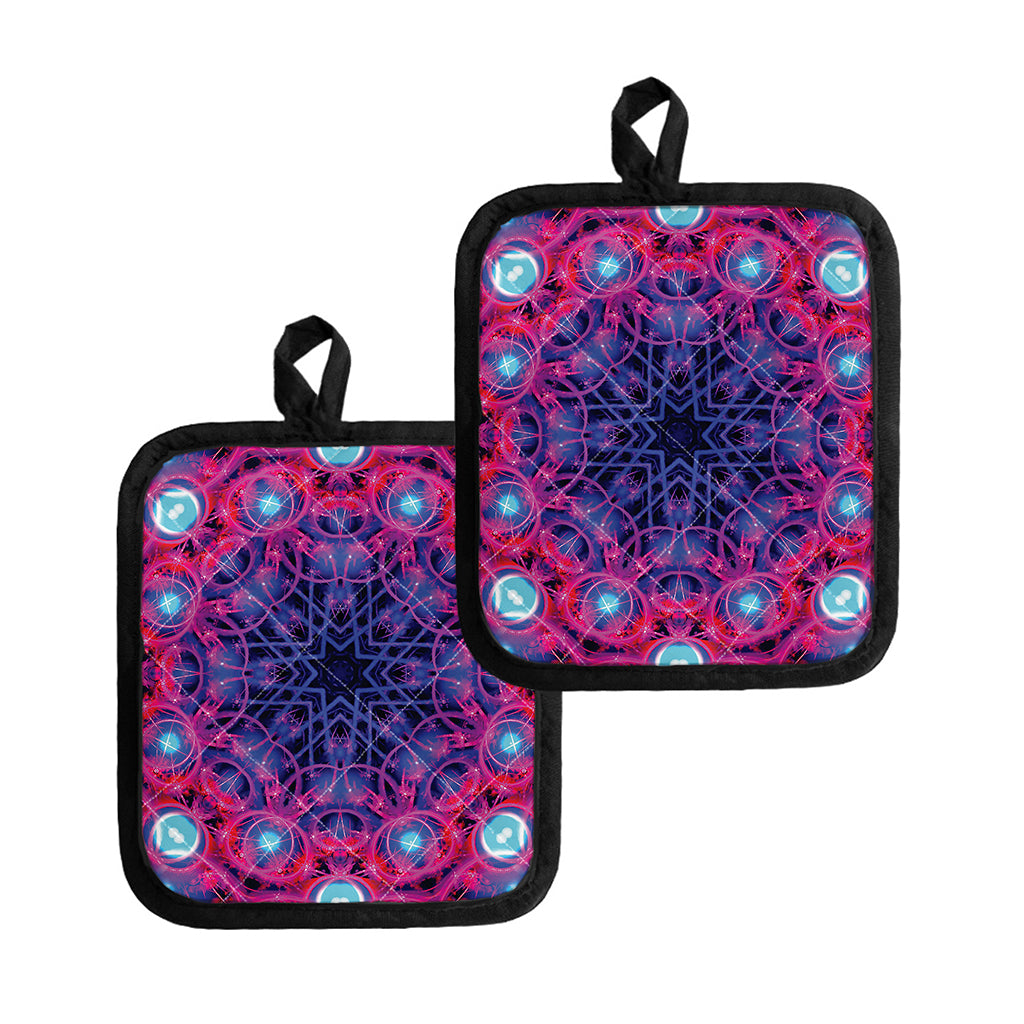 Purple And Blue Light Mandala Print Pot Holders