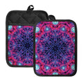 Purple And Blue Light Mandala Print Pot Holders With Pocket