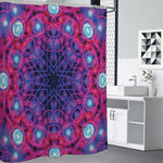 Purple And Blue Light Mandala Print Premium Shower Curtain