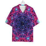 Purple And Blue Light Mandala Print Rayon Hawaiian Shirt