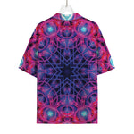 Purple And Blue Light Mandala Print Rayon Hawaiian Shirt