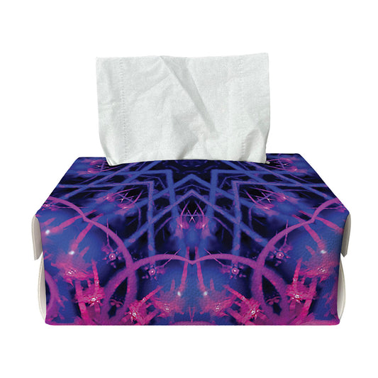 Purple And Blue Light Mandala Print Rectangle Tissue Box Cover