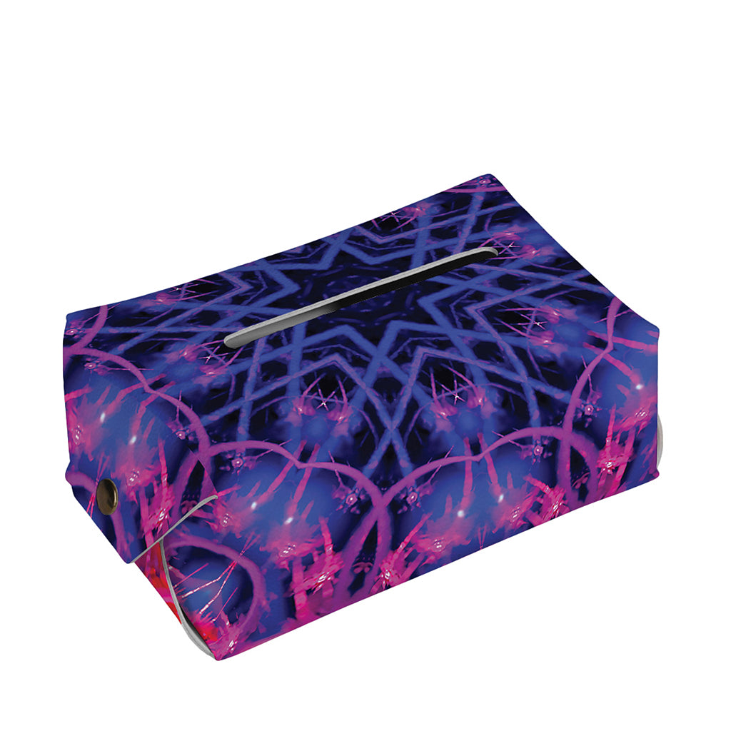 Purple And Blue Light Mandala Print Rectangle Tissue Box Cover