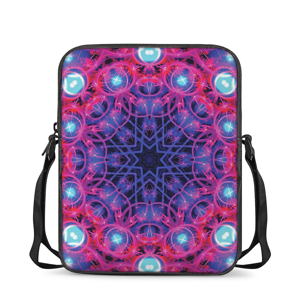 Purple And Blue Light Mandala Print Rectangular Crossbody Bag