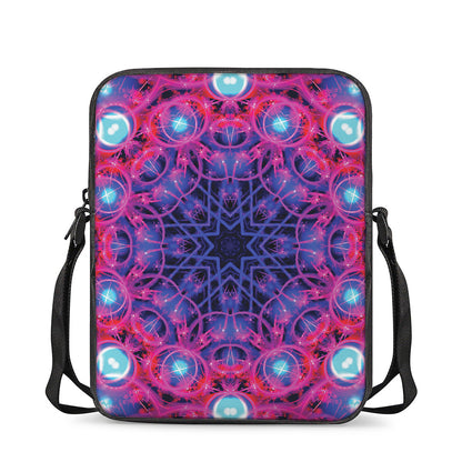 Purple And Blue Light Mandala Print Rectangular Crossbody Bag