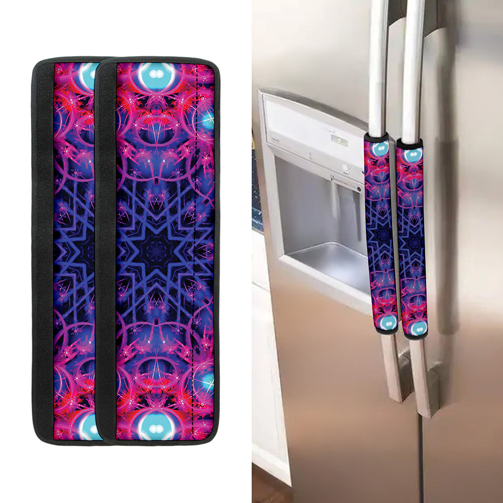 Purple And Blue Light Mandala Print Refrigerator Handle Covers