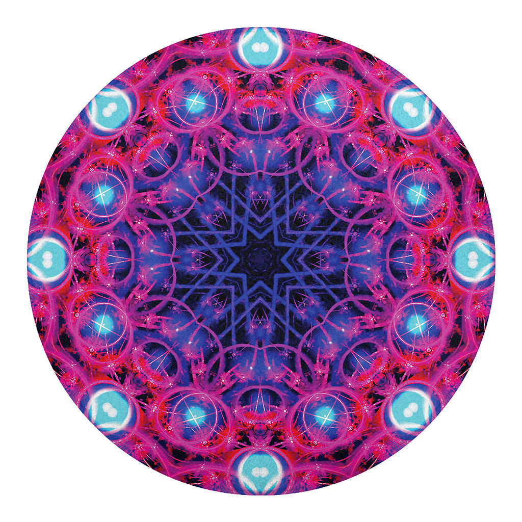 Purple And Blue Light Mandala Print Round Blanket
