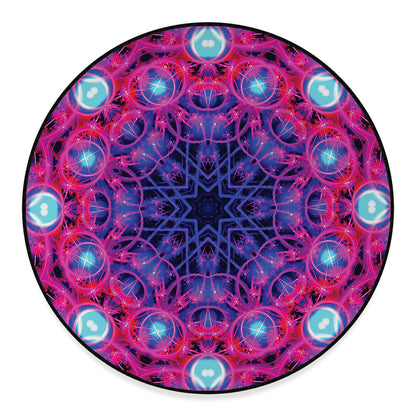 Purple And Blue Light Mandala Print Round Floor Mat