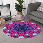 Purple And Blue Light Mandala Print Round Rug