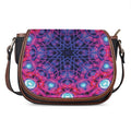 Purple And Blue Light Mandala Print Saddle Bag