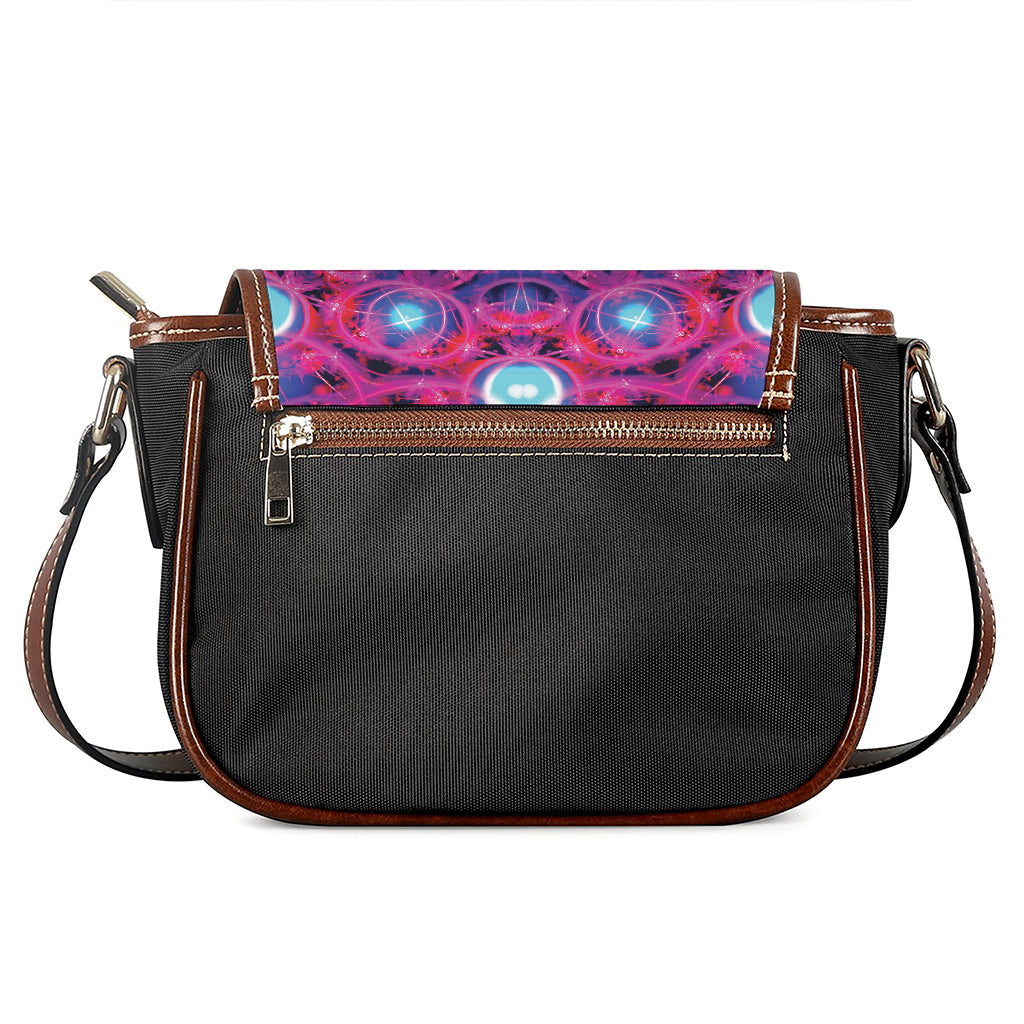 Purple And Blue Light Mandala Print Saddle Bag