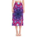 Purple And Blue Light Mandala Print Side Slit Midi Skirt