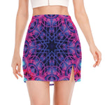 Purple And Blue Light Mandala Print Side Slit Mini Skirt