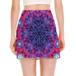 Purple And Blue Light Mandala Print Side Slit Mini Skirt