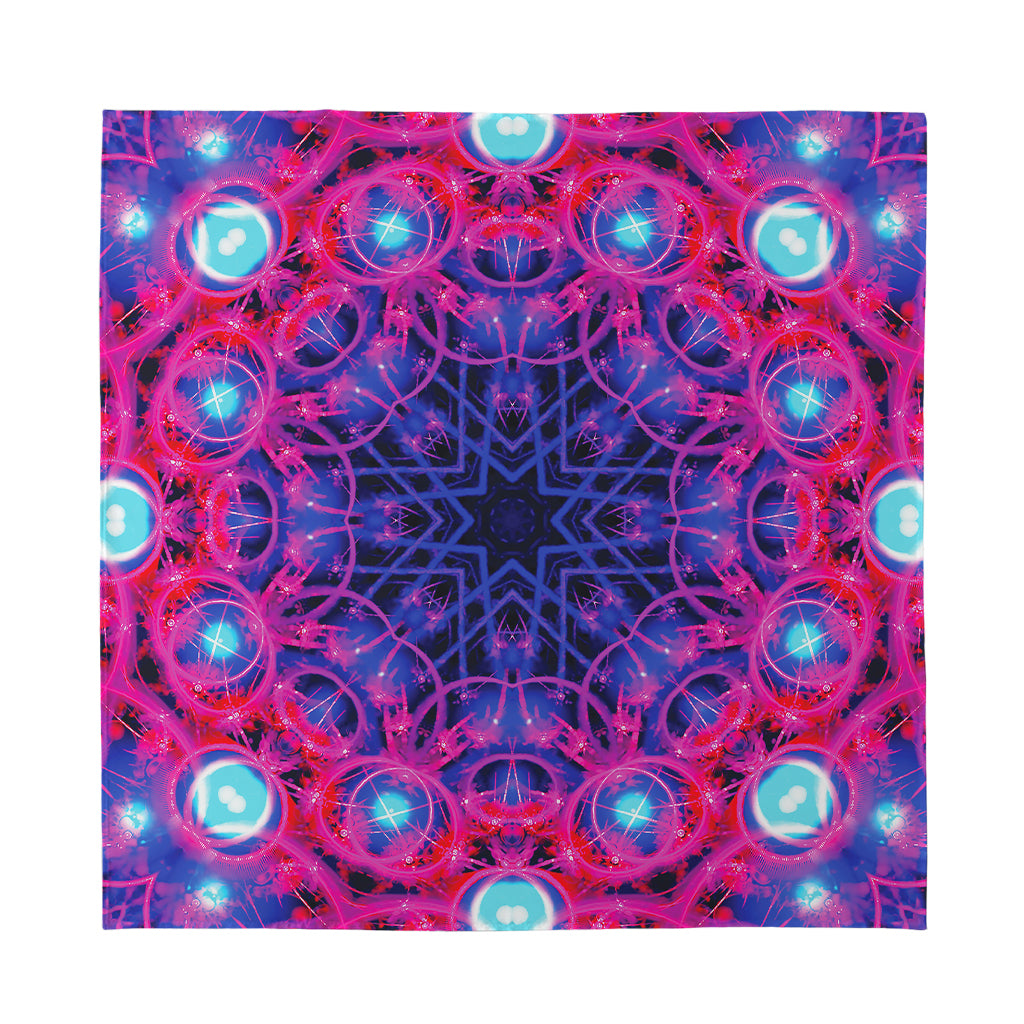Purple And Blue Light Mandala Print Silk Bandana