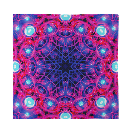 Purple And Blue Light Mandala Print Silk Bandana