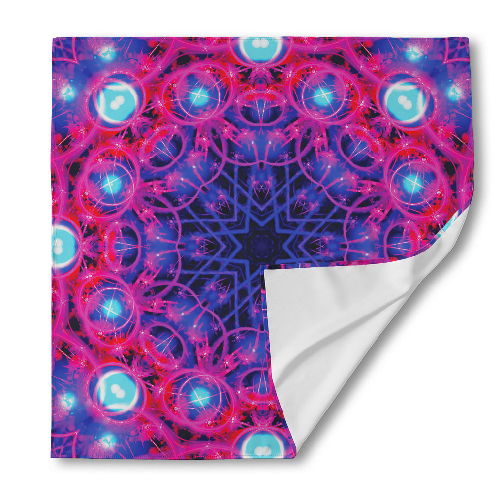 Purple And Blue Light Mandala Print Silk Bandana