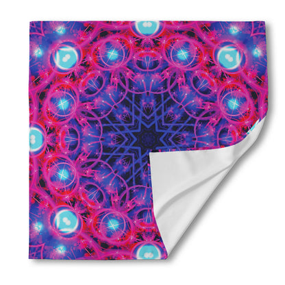Purple And Blue Light Mandala Print Silk Bandana
