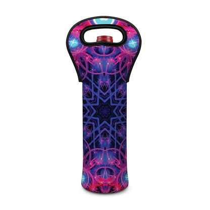 Purple And Blue Light Mandala Print Single Neoprene Wine Tote