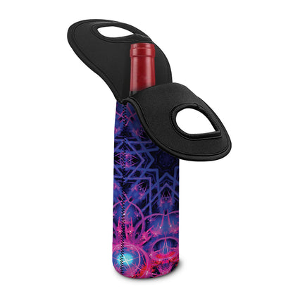 Purple And Blue Light Mandala Print Single Neoprene Wine Tote