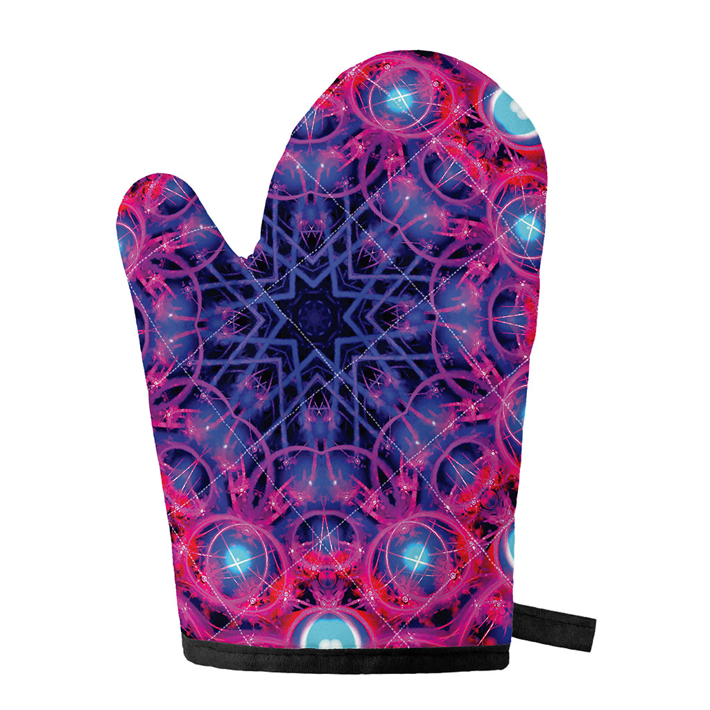 Purple And Blue Light Mandala Print Single Oven Mitt