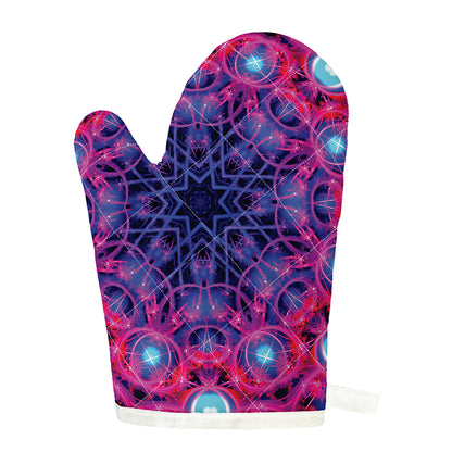 Purple And Blue Light Mandala Print Single Oven Mitt