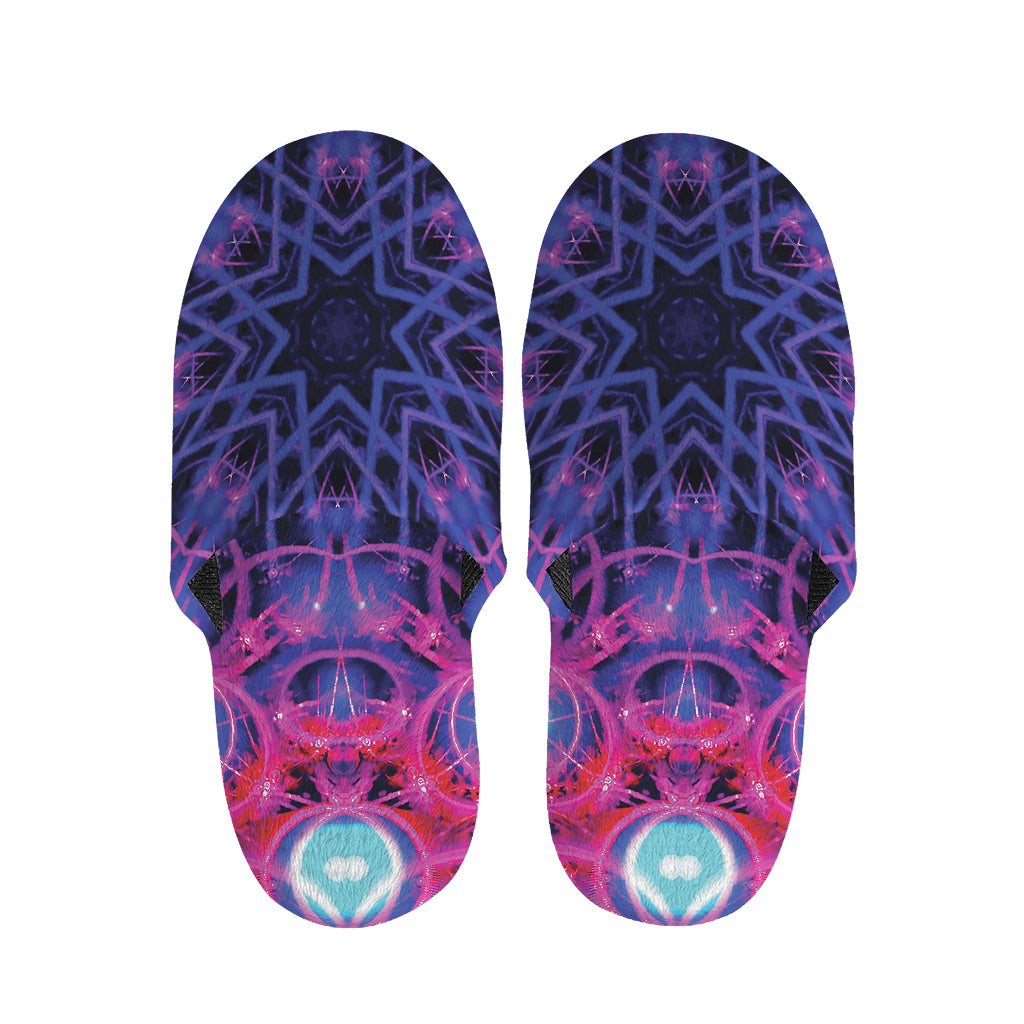 Purple And Blue Light Mandala Print Slippers
