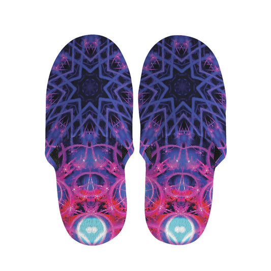Purple And Blue Light Mandala Print Slippers
