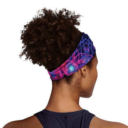Purple And Blue Light Mandala Print Sports Headband