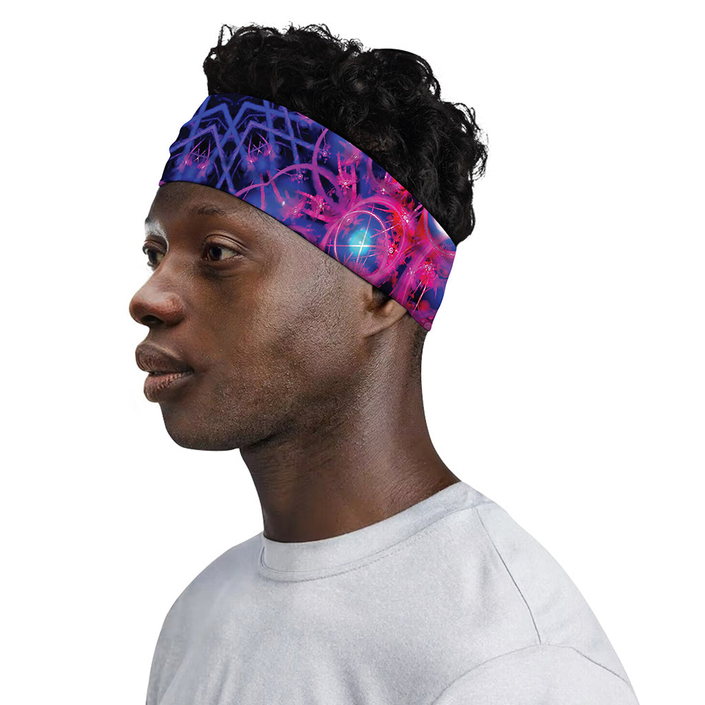 Purple And Blue Light Mandala Print Sports Headband
