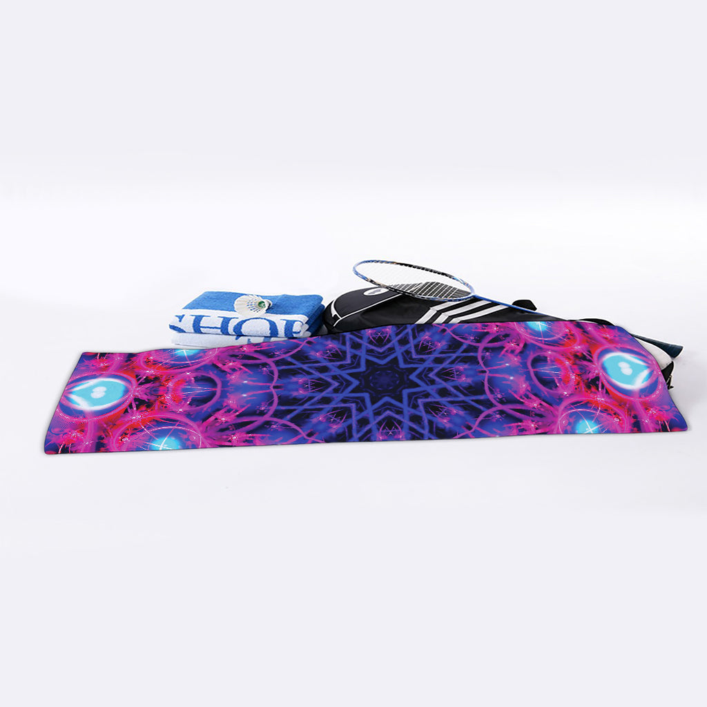 Purple And Blue Light Mandala Print Sports Towel
