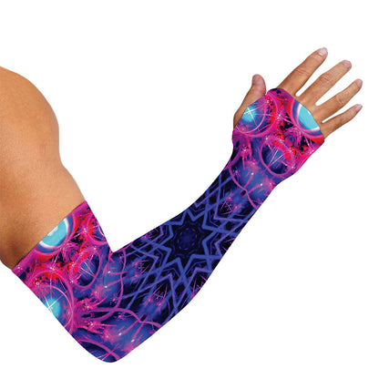 Purple And Blue Light Mandala Print Sun Protection Arm Sleeves