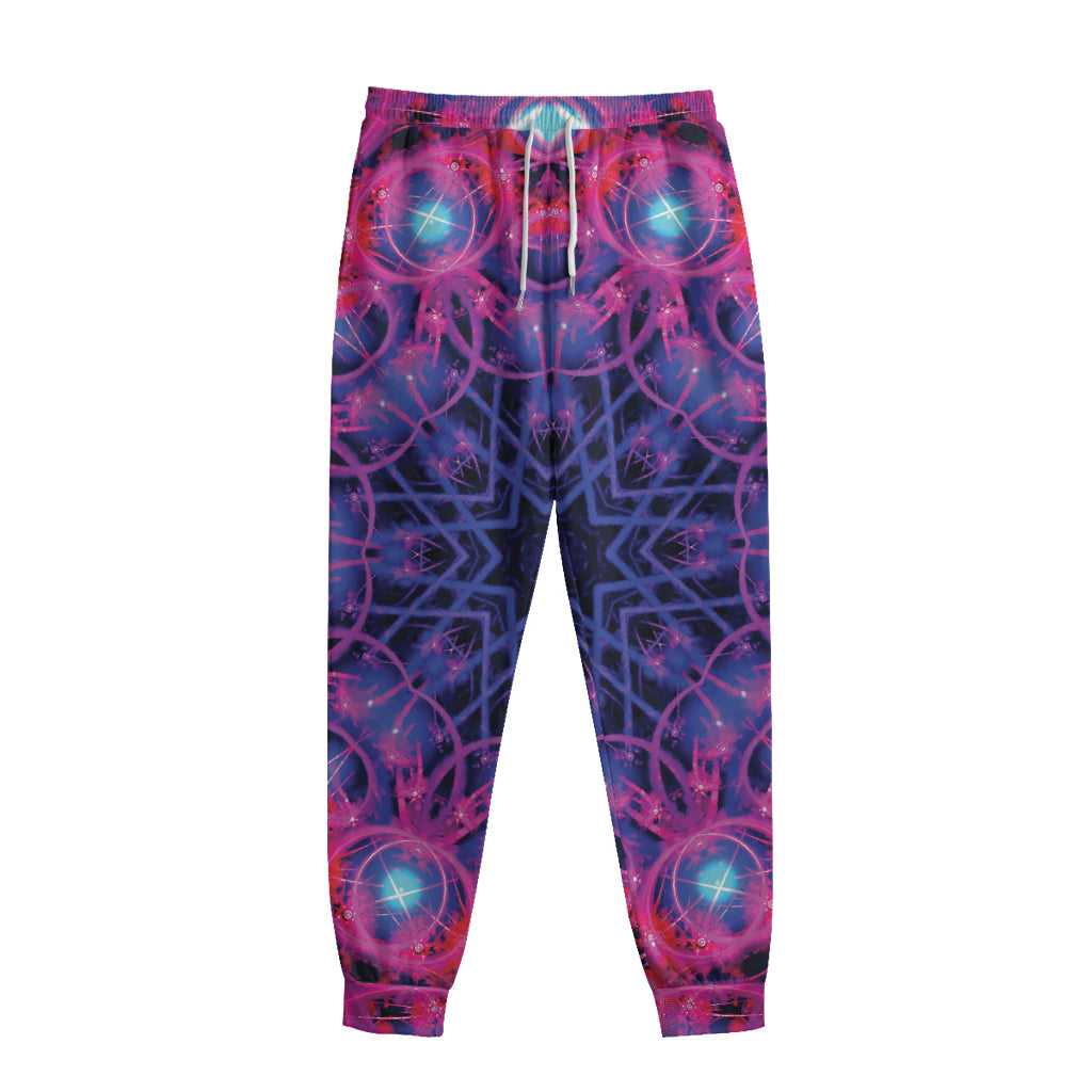 Purple And Blue Light Mandala Print Sweatpants