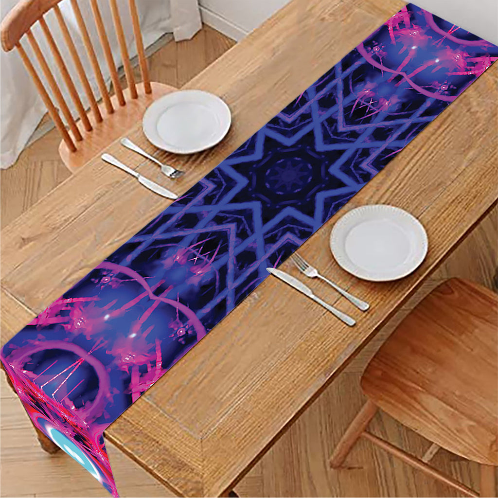 Purple And Blue Light Mandala Print Table Runner