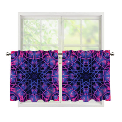 Purple And Blue Light Mandala Print Tier Curtains