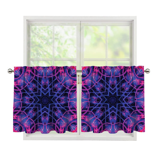 Purple And Blue Light Mandala Print Tier Curtains
