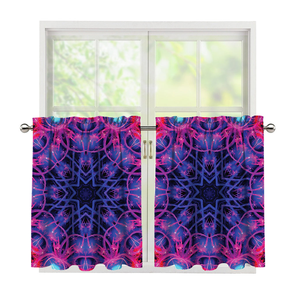 Purple And Blue Light Mandala Print Tier Curtains