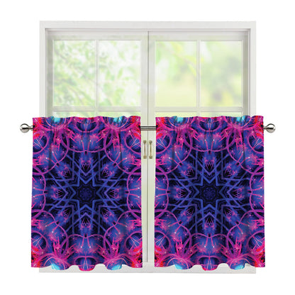 Purple And Blue Light Mandala Print Tier Curtains