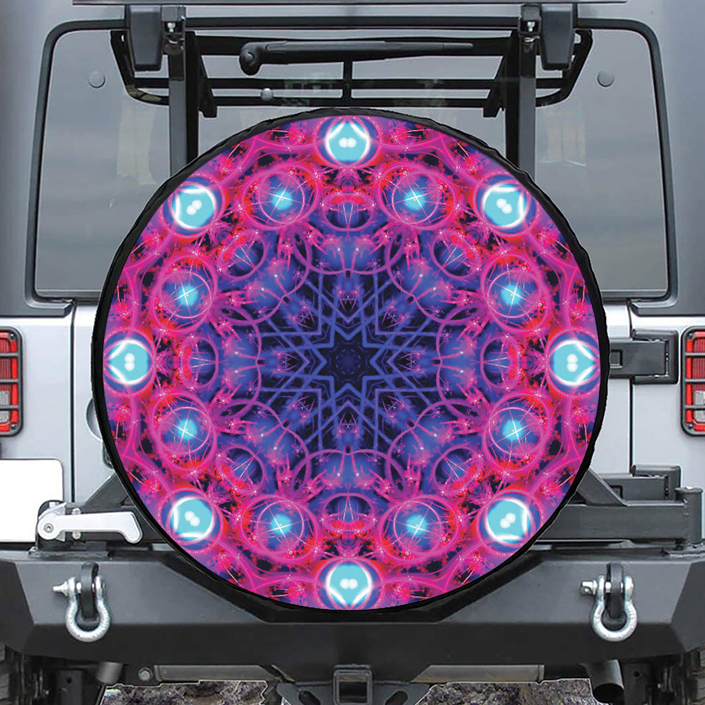 Purple And Blue Light Mandala Print Tire Cover