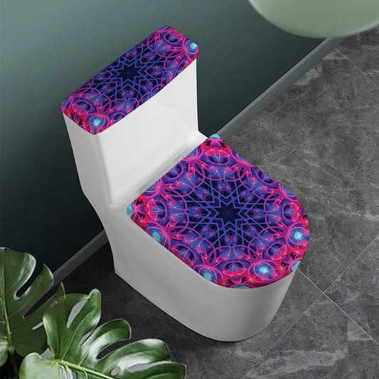 Purple And Blue Light Mandala Print Toilet Lid And Tank Cover Set