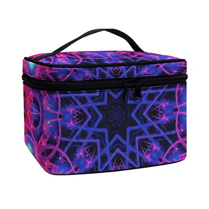 Purple And Blue Light Mandala Print Travel Makeup Bag