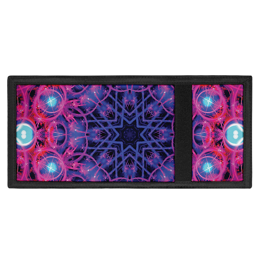 Purple And Blue Light Mandala Print Trifold Wallet